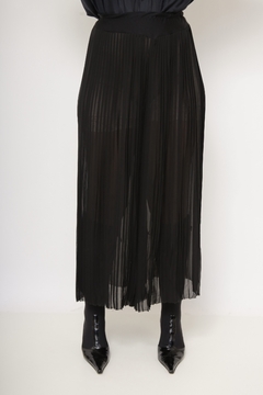 Calça plissada preta trasnparencia - comprar online