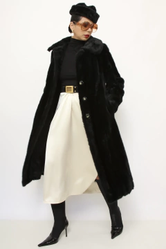 Casaco preto pelo longo vintage sintetico na internet