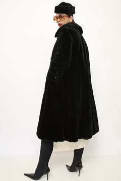Casaco preto pelo longo vintage sintetico - comprar online