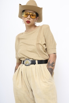 Blusa bege ombreira vintage - comprar online