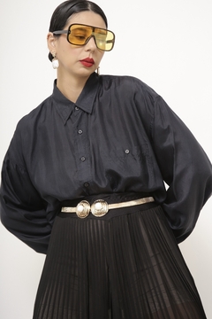 Camisa preta 100% seda - comprar online