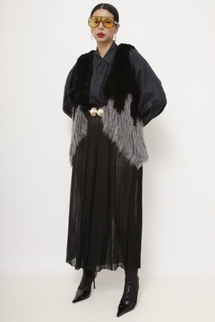 Colete pelo preto com cinza vintage - loja online