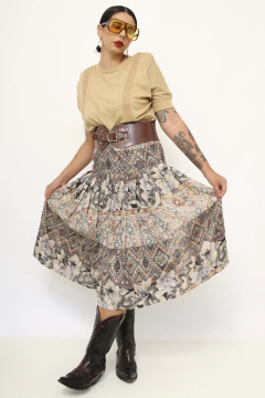 Imagem do Saia vintage estampada midi verde