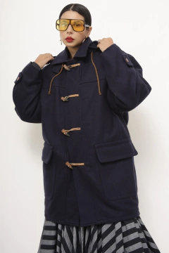 Casaco azul marinho lã vintage - comprar online