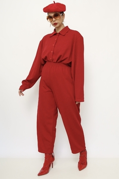Conjunto vermelho calça + camisa - loja online