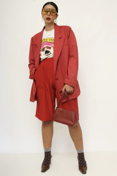 Blazer vermelho vintage ombreira - Capichó Brechó