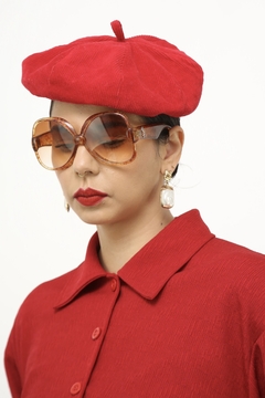Boina vermelha textura vintage forrada - comprar online