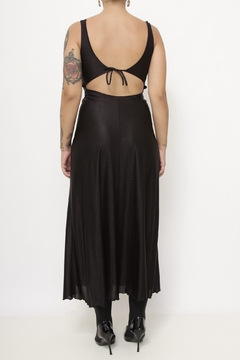 Camisola longa preta renda vintage - Capichó Brechó