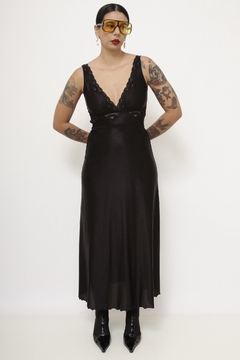 Camisola longa preta renda vintage - comprar online