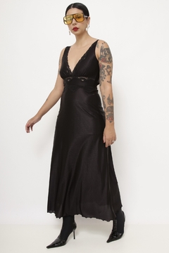 Camisola longa preta renda vintage - loja online