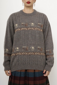 Pulover cinza vintage lã - comprar online