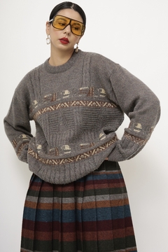 Pulover cinza vintage lã - loja online