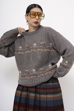 Pulover cinza vintage lã - loja online