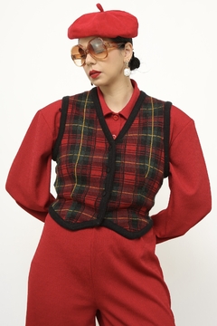Colete xadrez vintage lã - comprar online