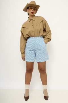 Bermuda azul MARIE CLAIRE xadrez - loja online