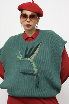 Pulover verde regata recorte franja - comprar online