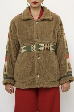 Jaqueta dupla face verde vintage pelego - comprar online