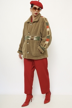 Jaqueta dupla face verde vintage pelego - loja online