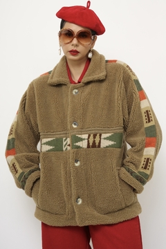 Jaqueta dupla face verde vintage pelego - loja online