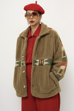 Jaqueta dupla face verde vintage pelego - comprar online