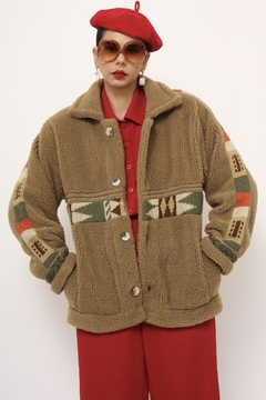Jaqueta dupla face verde vintage pelego - loja online