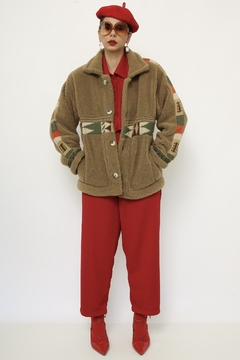 Jaqueta dupla face verde vintage pelego - loja online