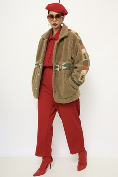 Jaqueta dupla face verde vintage pelego - comprar online