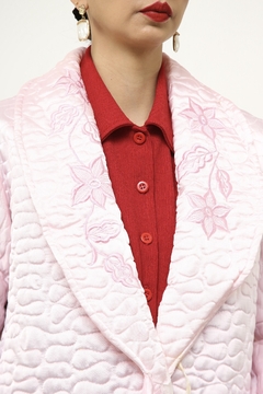 Robe matelasse rosa bordadao longo na internet