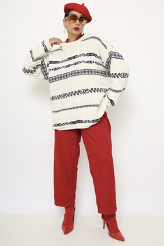 Pulover off white listras azul textura - comprar online
