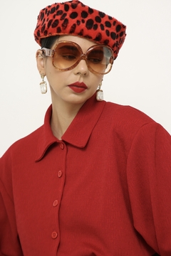 Chapeu pelucia vermelho com preto vintage - comprar online