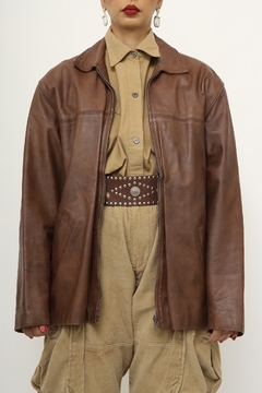 Jaqueta couro ELLUS marrom classica - comprar online
