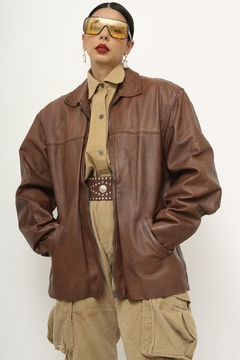 Jaqueta couro ELLUS marrom classica - comprar online