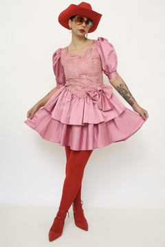 Vestido rosa 80´s laço
