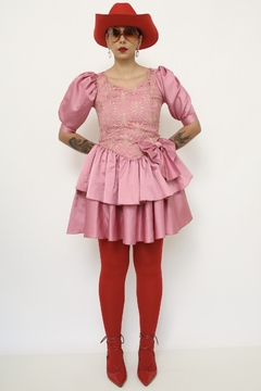 Vestido rosa 80´s laço