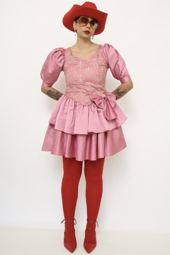 Imagem do Vestido rosa 80´s laço