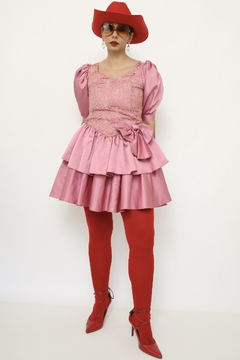 Vestido rosa 80´s laço