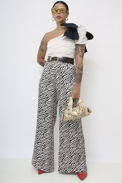 Calça cintura alta flare zebra - loja online