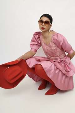 Vestido rosa 80´s laço