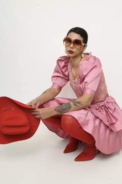 Vestido rosa 80´s laço