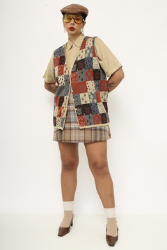 Colete recortes estampa tricot vintage - loja online