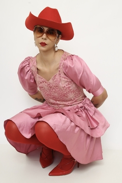 Imagem do Vestido rosa 80´s laço