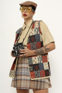 Colete recortes estampa tricot vintage na internet
