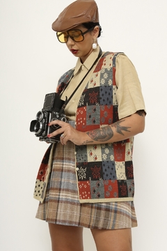 Colete recortes estampa tricot vintage - comprar online