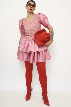 Vestido rosa 80´s laço - loja online