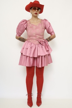 Vestido rosa 80´s laço na internet