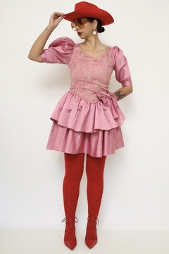 Vestido rosa 80´s laço
