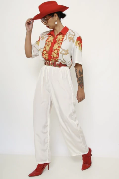Calça pijama poliester off