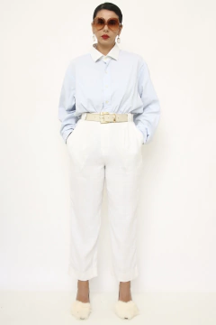 Calça branca cintura alta vintage - comprar online