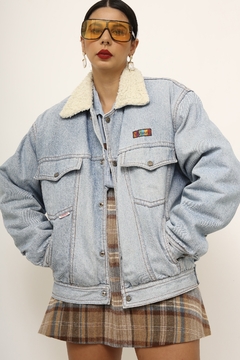 Jaqueta jeans forro pelego vintage