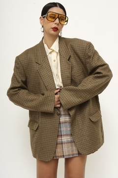 Imagem do Blazer xadrez forro estampado vintage MAKO ( OLIVA)